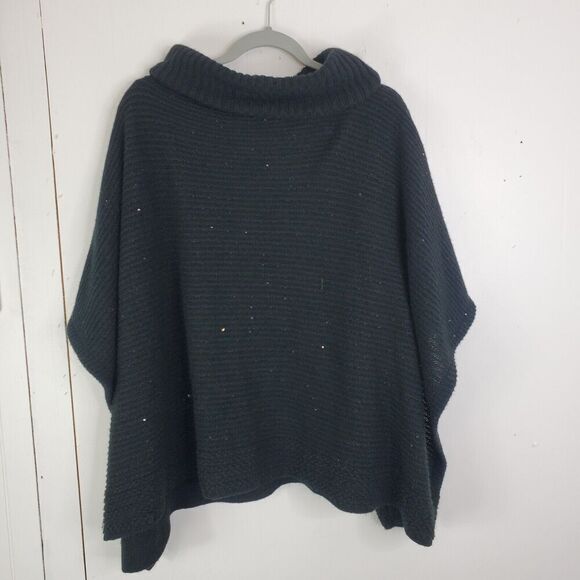 Apt 9 Poncho Womens One Size Cowl Neck Sequin Knit Elevated Casual Black - Picture 1 of 7